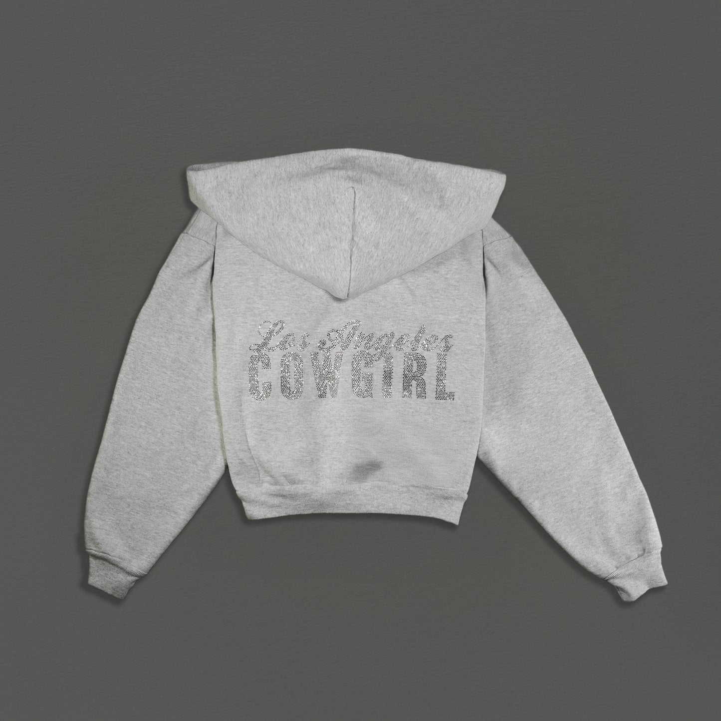 LA Cowgirl Heather Grey Rhinestone zip-up