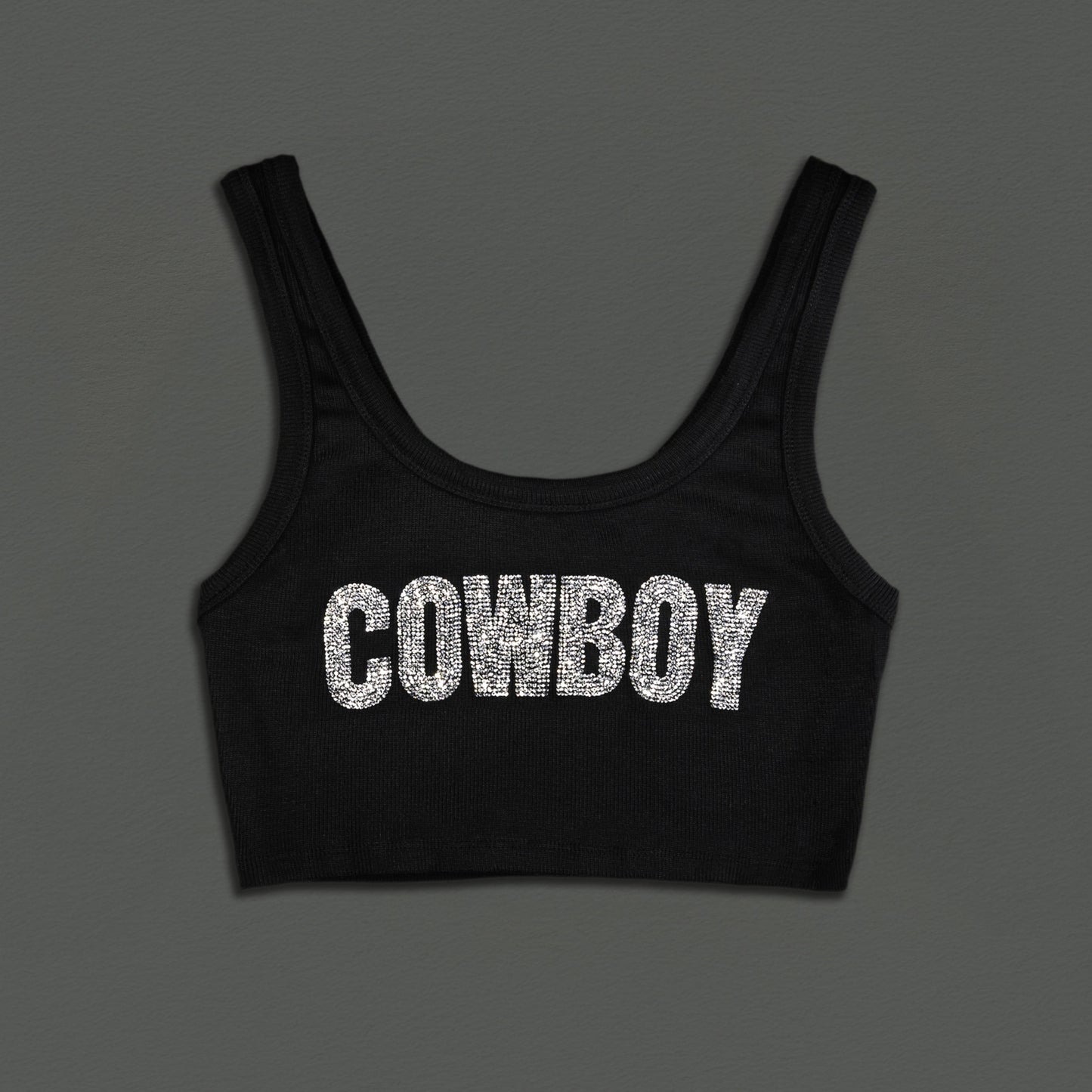 Black Cowboy Rhinestone crop top