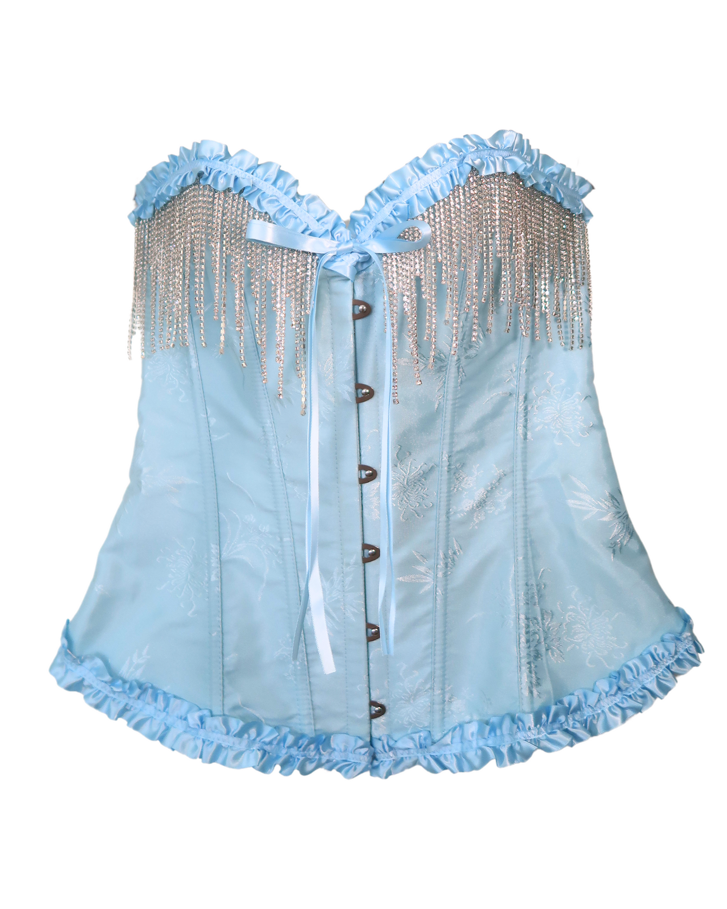 Cinderella Blue Rhinestone Fringe Corset