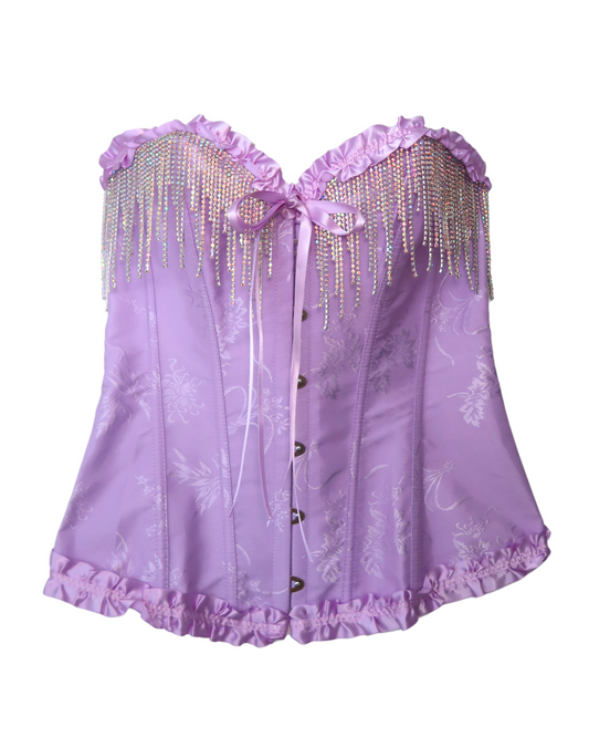 Purple Rhinestone Fringe Corset