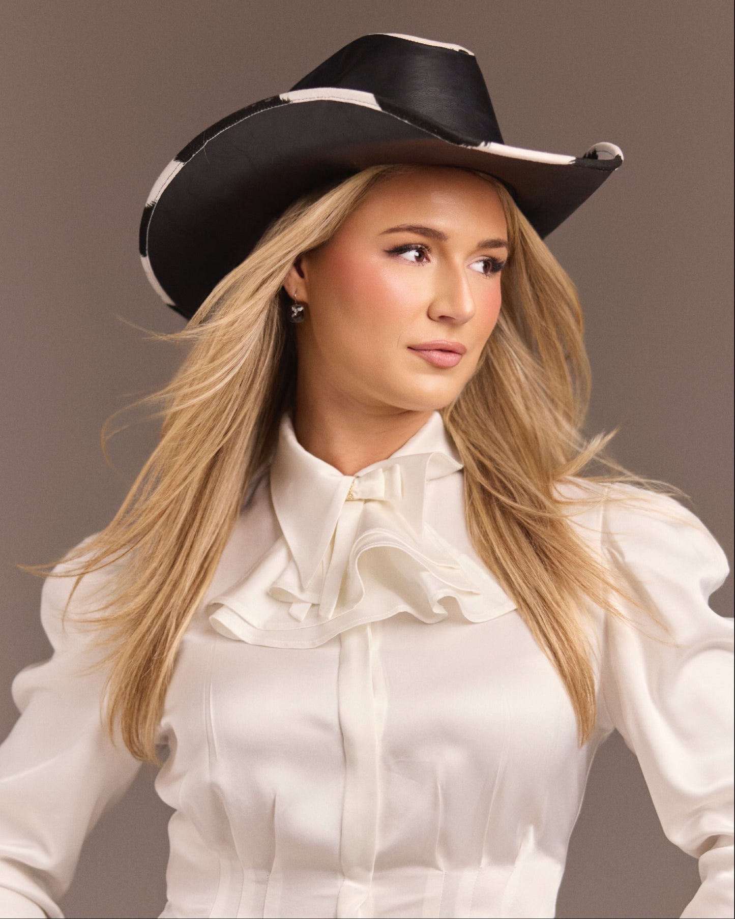 Cow Print Leather Cowboy Hat