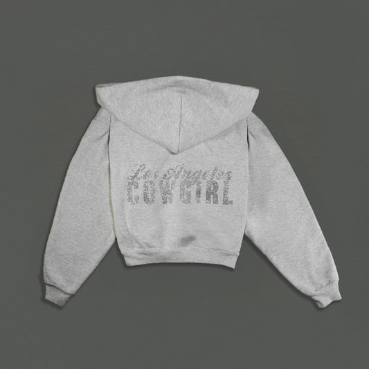 LA Cowgirl Heather Grey Rhinestone zip-up